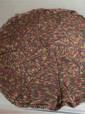 Hand-Knitted Round Pinwheel Baby Blanket / Lap Throw (~38")